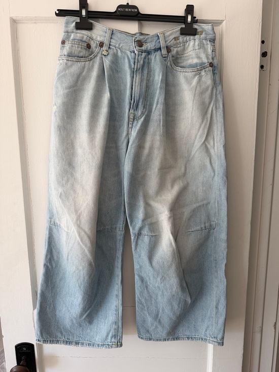R13 Denim - R13 Wide Leg Distressed Summer Weight Jeans